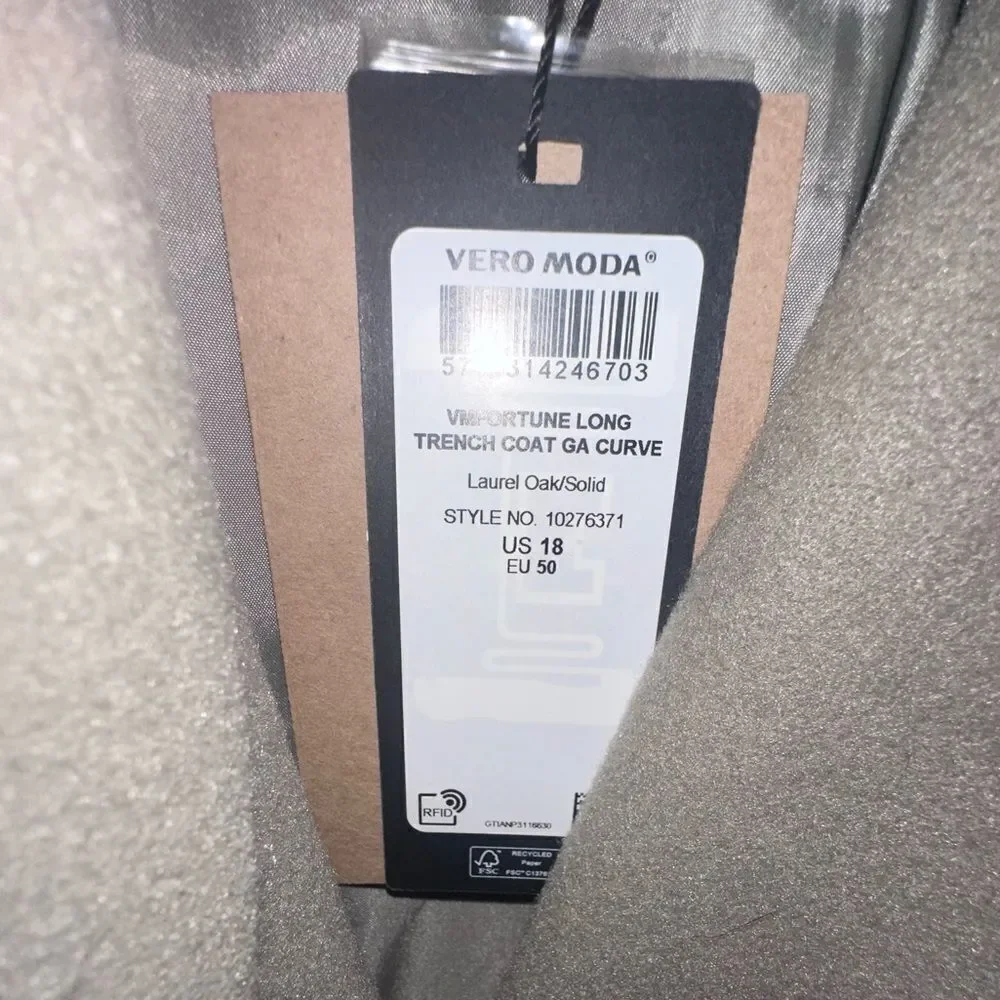 Vero Moda Fortune Long Trench Coat Size 18